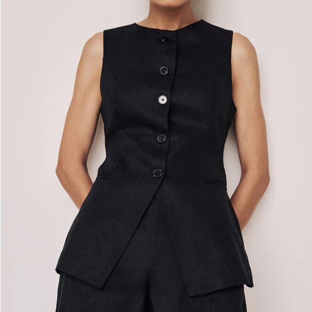 Dissh ALESSIA BLACK LINEN VEST